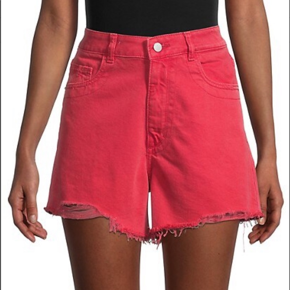 DL 1961 Cleo High Rise Jeans Shorts Red